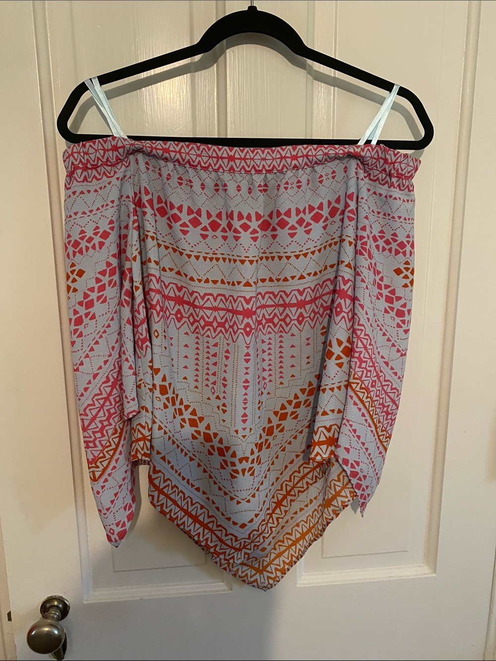 BCBGMaxAzria Pink and Orange Off-Shoulder Blouse